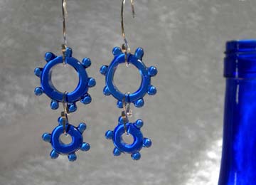 organic blue steampunk earrings